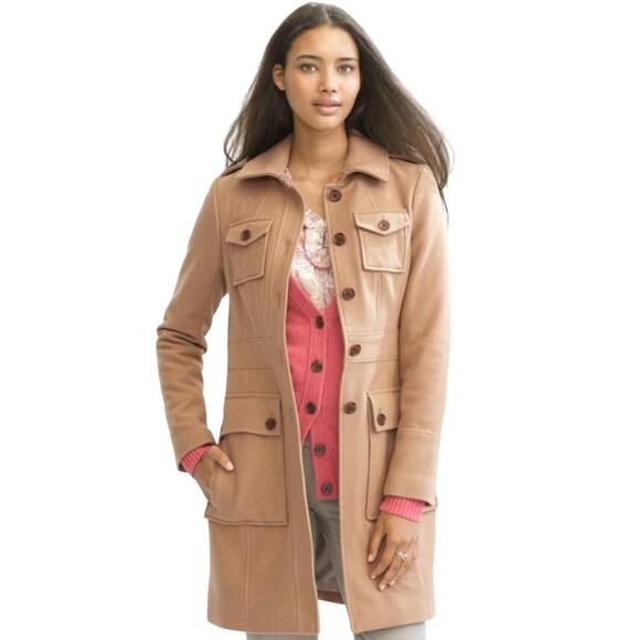 Banana Republic Coat Button Front Collared Military Wool Brown Womens Size Small - Picture 1 of 4